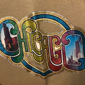 Chicago Illinois Glitter Iron On Vintage T-Shirt L